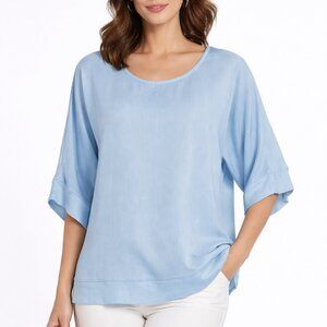 266261 Sky Blue Silk Blouse by FRANK LYMAN